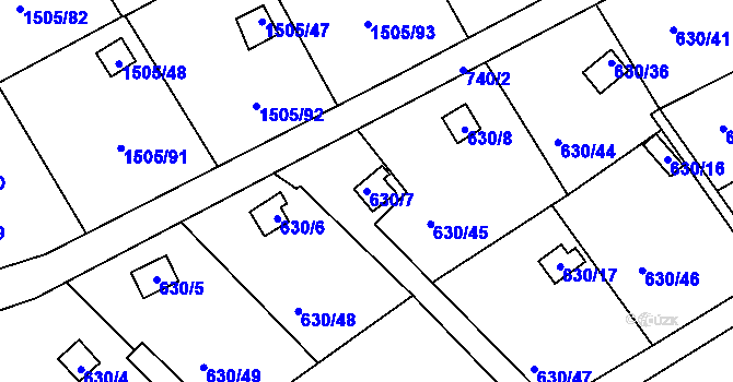 Parcela st. 630/7 v KÚ Arnultovice u Nového Boru, Katastrální mapa