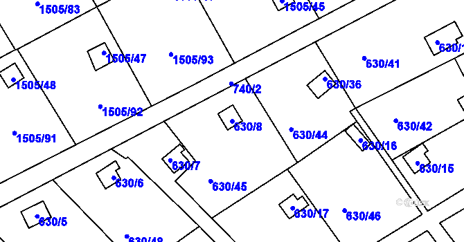 Parcela st. 630/8 v KÚ Arnultovice u Nového Boru, Katastrální mapa