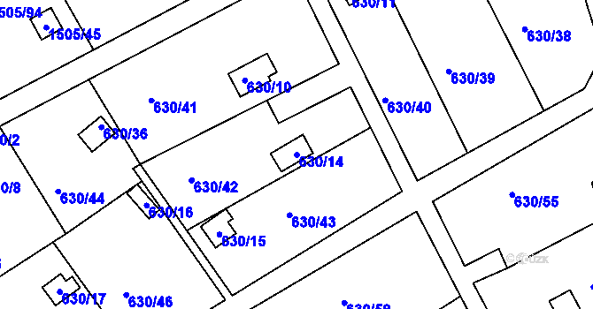 Parcela st. 630/14 v KÚ Arnultovice u Nového Boru, Katastrální mapa