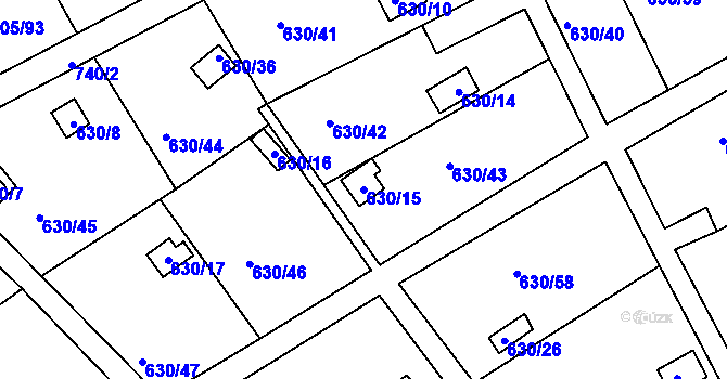 Parcela st. 630/15 v KÚ Arnultovice u Nového Boru, Katastrální mapa