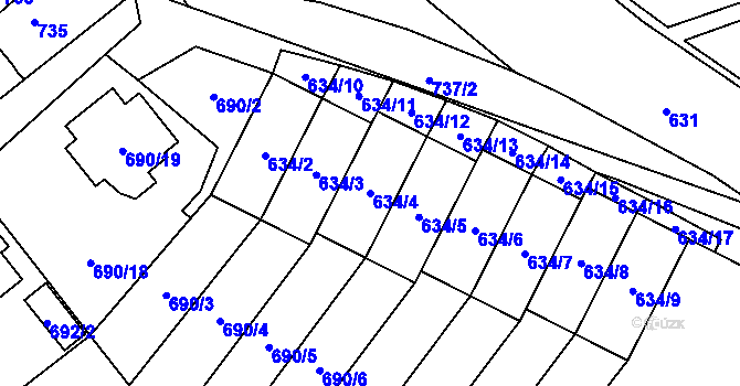 Parcela st. 634/4 v KÚ Arnultovice u Nového Boru, Katastrální mapa