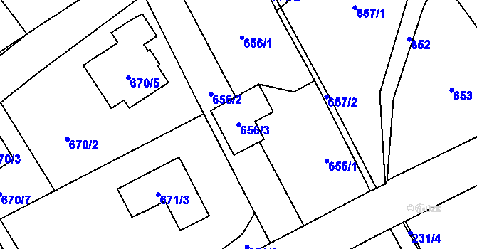 Parcela st. 656/3 v KÚ Arnultovice u Nového Boru, Katastrální mapa