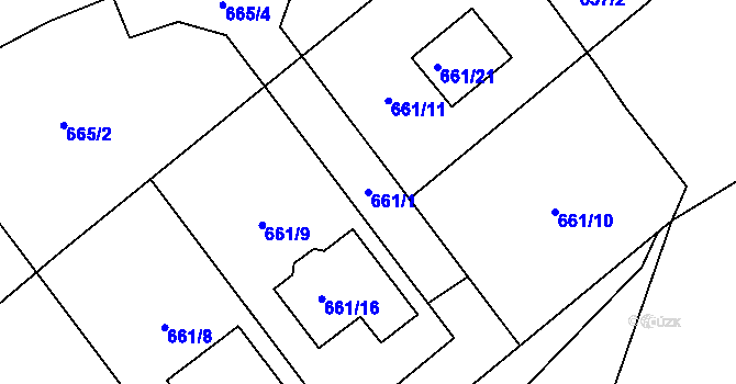 Parcela st. 661/1 v KÚ Arnultovice u Nového Boru, Katastrální mapa