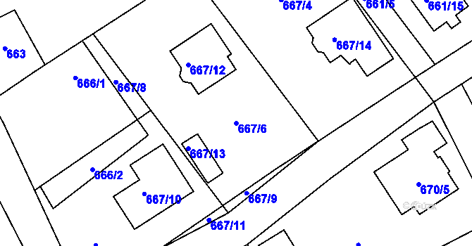 Parcela st. 667/6 v KÚ Arnultovice u Nového Boru, Katastrální mapa