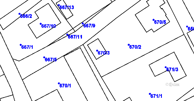 Parcela st. 670/3 v KÚ Arnultovice u Nového Boru, Katastrální mapa