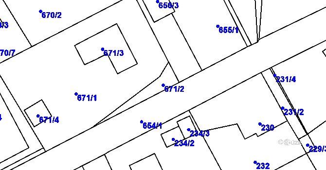 Parcela st. 671/2 v KÚ Arnultovice u Nového Boru, Katastrální mapa