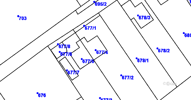 Parcela st. 677/4 v KÚ Arnultovice u Nového Boru, Katastrální mapa