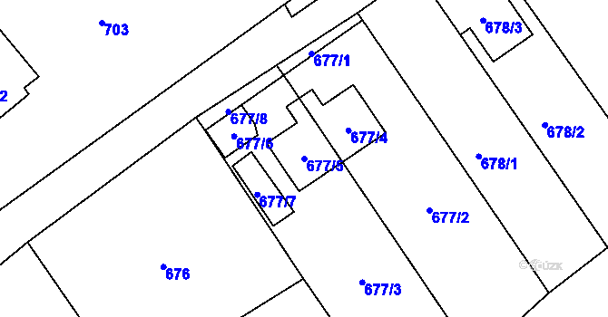 Parcela st. 677/5 v KÚ Arnultovice u Nového Boru, Katastrální mapa
