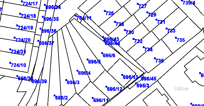 Parcela st. 696/6 v KÚ Arnultovice u Nového Boru, Katastrální mapa