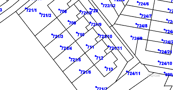 Parcela st. 711 v KÚ Arnultovice u Nového Boru, Katastrální mapa