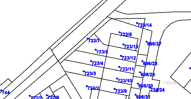 Parcela st. 723/5 v KÚ Arnultovice u Nového Boru, Katastrální mapa