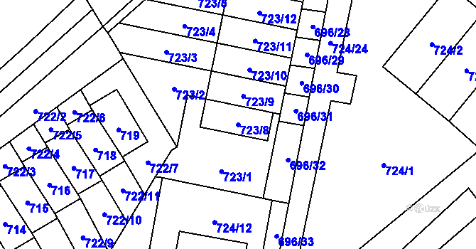 Parcela st. 723/8 v KÚ Arnultovice u Nového Boru, Katastrální mapa