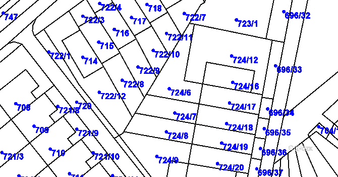 Parcela st. 724/6 v KÚ Arnultovice u Nového Boru, Katastrální mapa