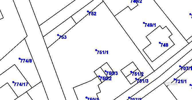 Parcela st. 751/1 v KÚ Arnultovice u Nového Boru, Katastrální mapa