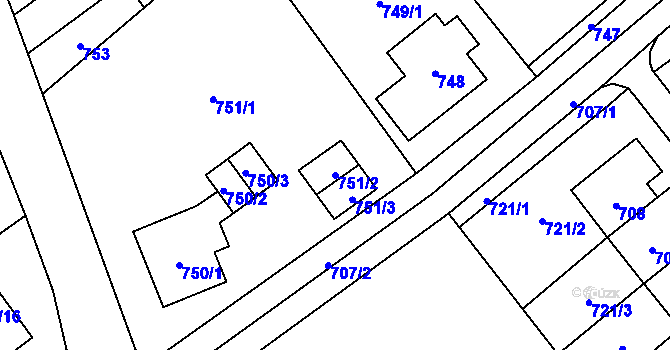 Parcela st. 751/2 v KÚ Arnultovice u Nového Boru, Katastrální mapa