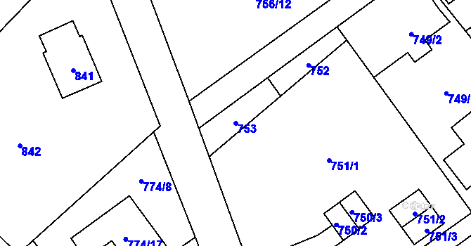 Parcela st. 753 v KÚ Arnultovice u Nového Boru, Katastrální mapa