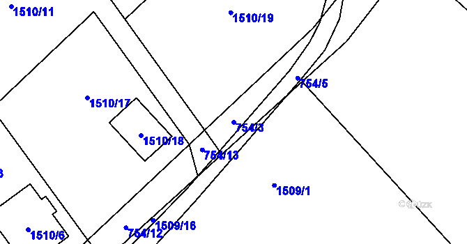 Parcela st. 754/3 v KÚ Arnultovice u Nového Boru, Katastrální mapa