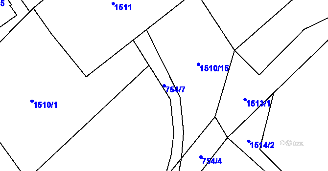 Parcela st. 754/7 v KÚ Arnultovice u Nového Boru, Katastrální mapa