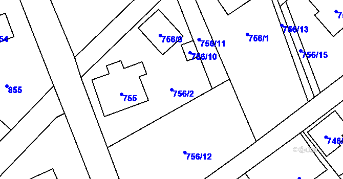 Parcela st. 756/2 v KÚ Arnultovice u Nového Boru, Katastrální mapa