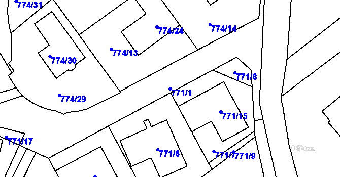 Parcela st. 771/1 v KÚ Arnultovice u Nového Boru, Katastrální mapa
