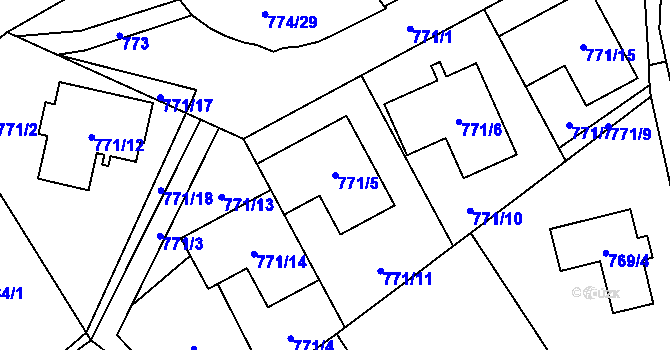Parcela st. 771/5 v KÚ Arnultovice u Nového Boru, Katastrální mapa