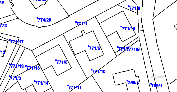 Parcela st. 771/6 v KÚ Arnultovice u Nového Boru, Katastrální mapa