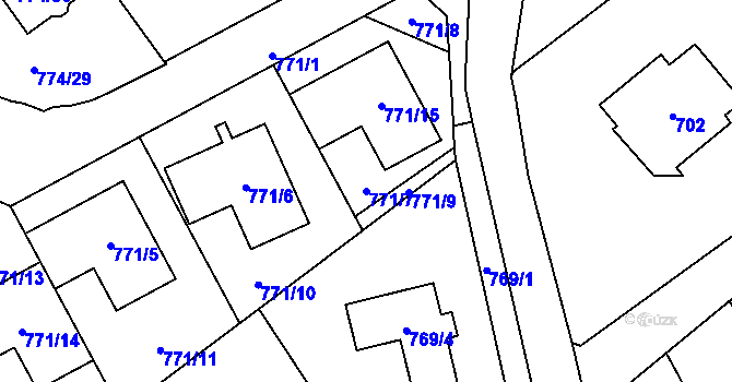 Parcela st. 771/7 v KÚ Arnultovice u Nového Boru, Katastrální mapa