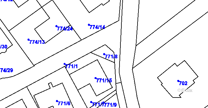 Parcela st. 771/8 v KÚ Arnultovice u Nového Boru, Katastrální mapa