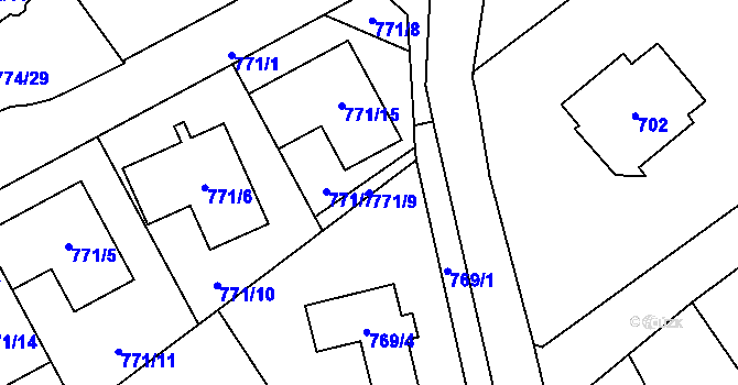Parcela st. 771/9 v KÚ Arnultovice u Nového Boru, Katastrální mapa