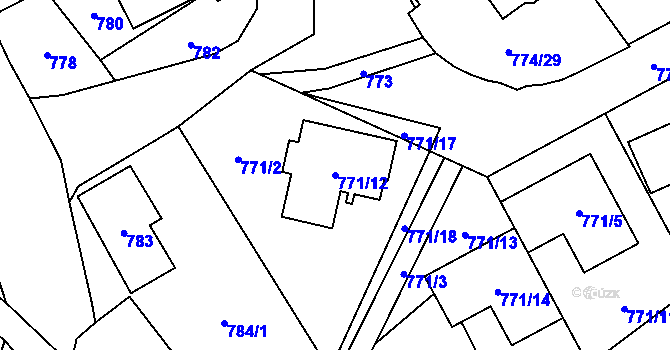 Parcela st. 771/12 v KÚ Arnultovice u Nového Boru, Katastrální mapa