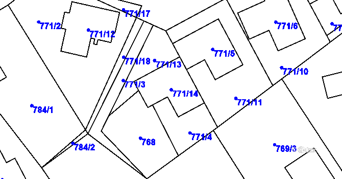 Parcela st. 771/14 v KÚ Arnultovice u Nového Boru, Katastrální mapa