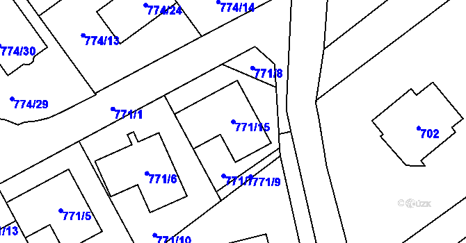 Parcela st. 771/15 v KÚ Arnultovice u Nového Boru, Katastrální mapa