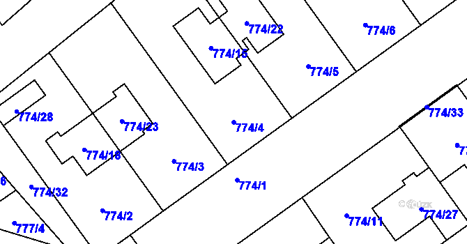 Parcela st. 774/4 v KÚ Arnultovice u Nového Boru, Katastrální mapa