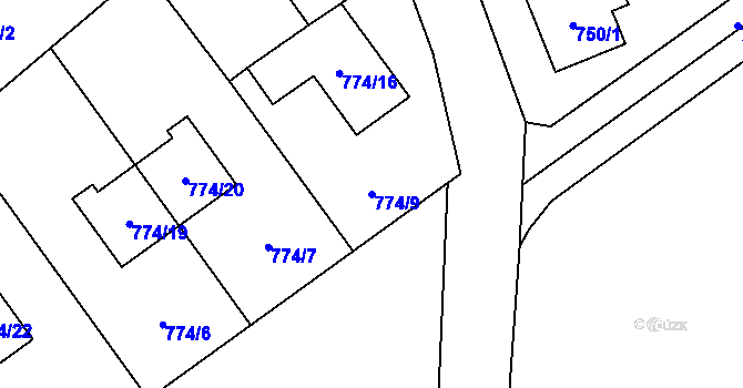 Parcela st. 774/9 v KÚ Arnultovice u Nového Boru, Katastrální mapa