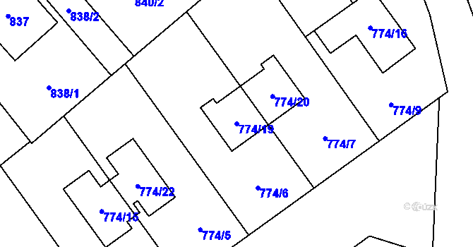 Parcela st. 774/19 v KÚ Arnultovice u Nového Boru, Katastrální mapa