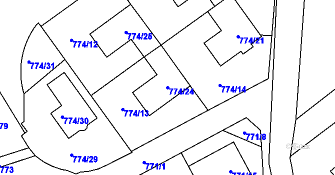 Parcela st. 774/24 v KÚ Arnultovice u Nového Boru, Katastrální mapa