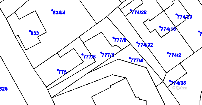 Parcela st. 777/1 v KÚ Arnultovice u Nového Boru, Katastrální mapa