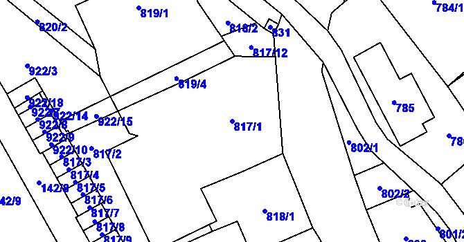 Parcela st. 817/1 v KÚ Arnultovice u Nového Boru, Katastrální mapa