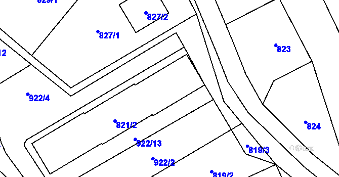 Parcela st. 821/2 v KÚ Arnultovice u Nového Boru, Katastrální mapa