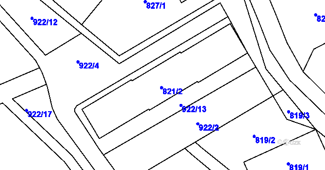 Parcela st. 821/3 v KÚ Arnultovice u Nového Boru, Katastrální mapa