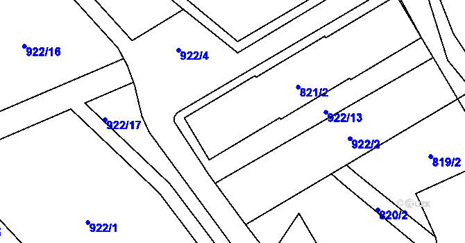 Parcela st. 821/4 v KÚ Arnultovice u Nového Boru, Katastrální mapa
