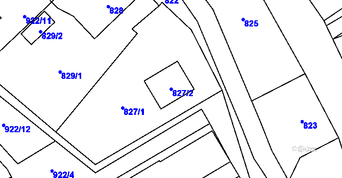 Parcela st. 827/2 v KÚ Arnultovice u Nového Boru, Katastrální mapa