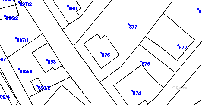 Parcela st. 876 v KÚ Arnultovice u Nového Boru, Katastrální mapa