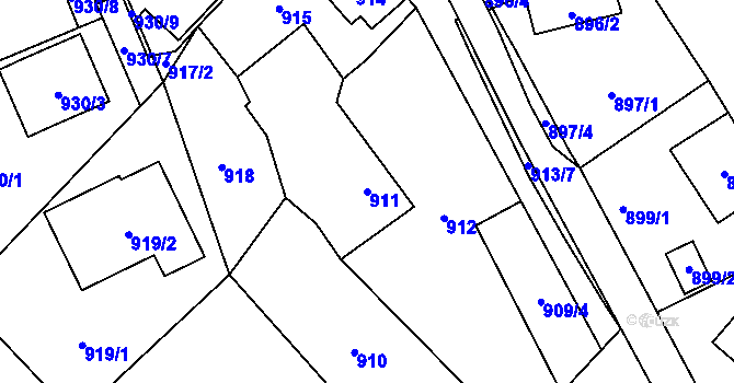 Parcela st. 911 v KÚ Arnultovice u Nového Boru, Katastrální mapa