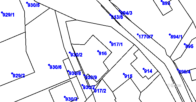 Parcela st. 916 v KÚ Arnultovice u Nového Boru, Katastrální mapa