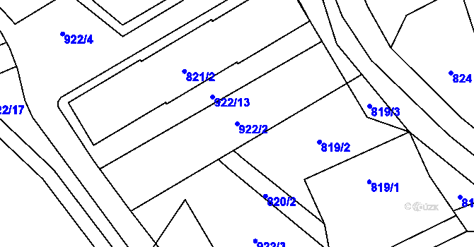 Parcela st. 922/2 v KÚ Arnultovice u Nového Boru, Katastrální mapa