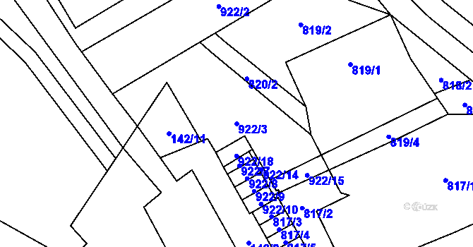Parcela st. 922/3 v KÚ Arnultovice u Nového Boru, Katastrální mapa