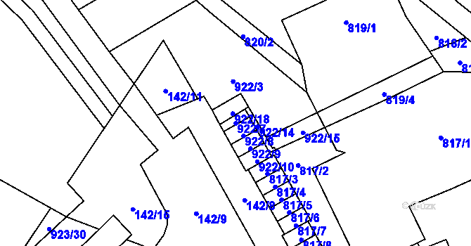 Parcela st. 922/7 v KÚ Arnultovice u Nového Boru, Katastrální mapa