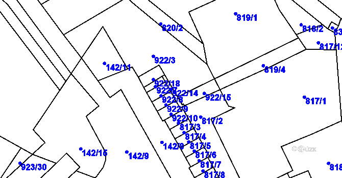 Parcela st. 922/14 v KÚ Arnultovice u Nového Boru, Katastrální mapa