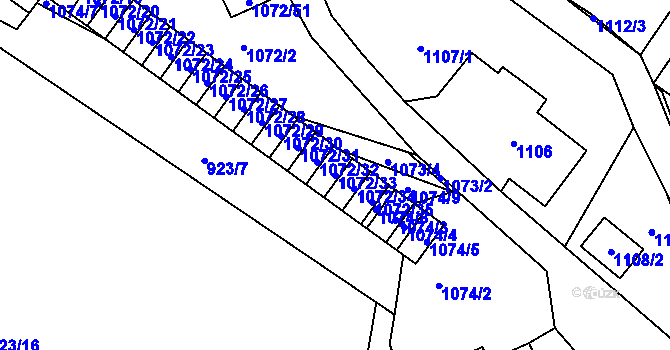 Parcela st. 1072/33 v KÚ Arnultovice u Nového Boru, Katastrální mapa